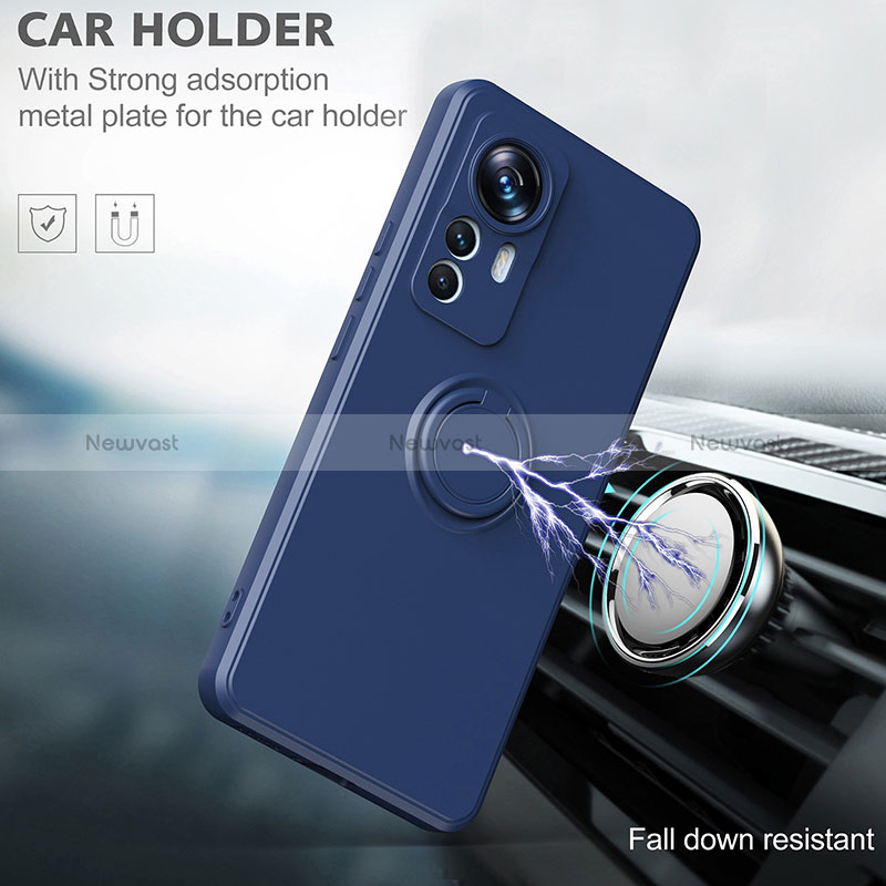 Ultra-thin Silicone Gel Soft Case Cover with Magnetic Finger Ring Stand QW1 for Xiaomi Mi 12T Pro 5G
