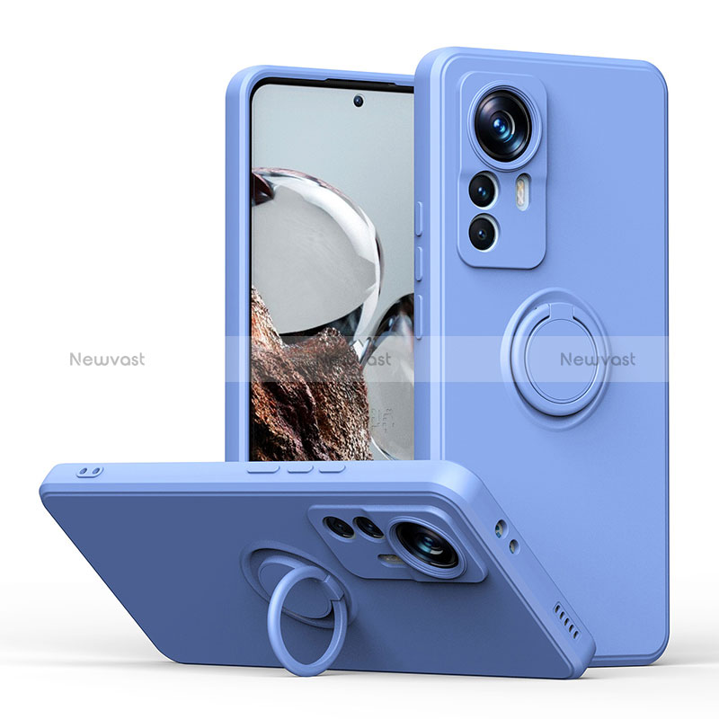 Ultra-thin Silicone Gel Soft Case Cover with Magnetic Finger Ring Stand QW1 for Xiaomi Mi 12T Pro 5G
