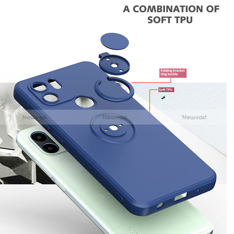 Ultra-thin Silicone Gel Soft Case Cover with Magnetic Finger Ring Stand QW1 for Xiaomi Redmi A2