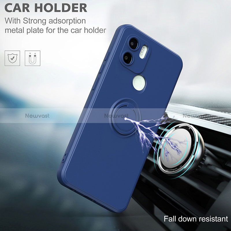 Ultra-thin Silicone Gel Soft Case Cover with Magnetic Finger Ring Stand QW1 for Xiaomi Redmi A2 Plus