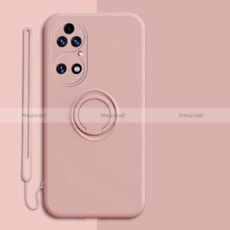 Ultra-thin Silicone Gel Soft Case Cover with Magnetic Finger Ring Stand S01 for Huawei P50 Pro
