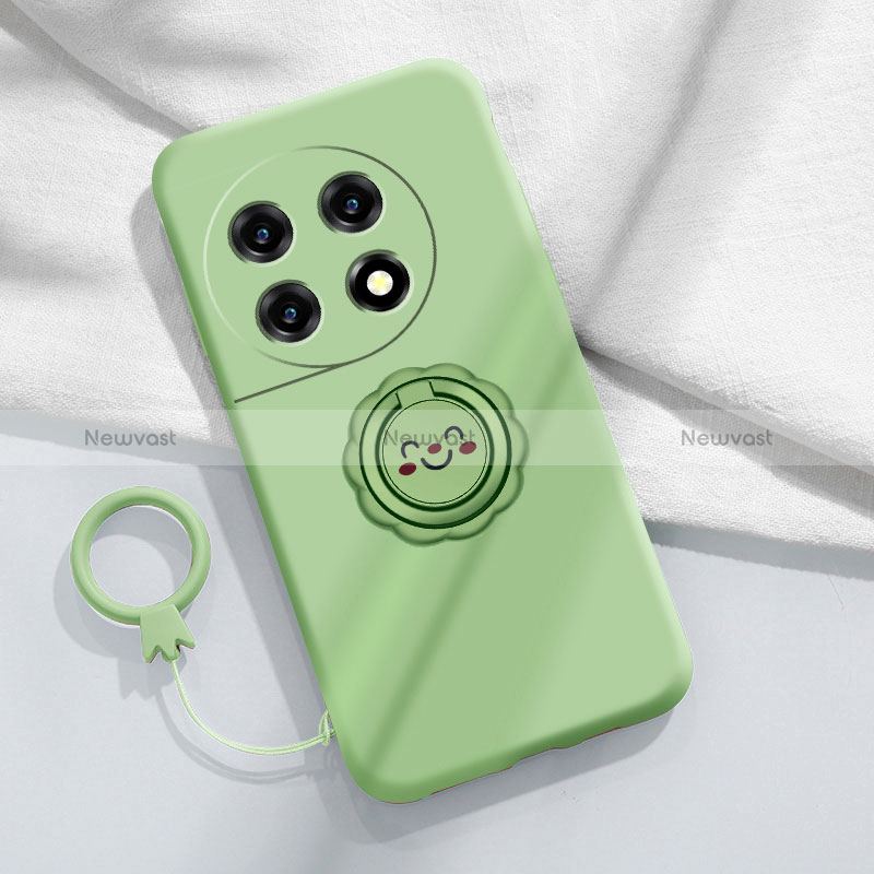 Ultra-thin Silicone Gel Soft Case Cover with Magnetic Finger Ring Stand S01 for OnePlus Ace 2 5G