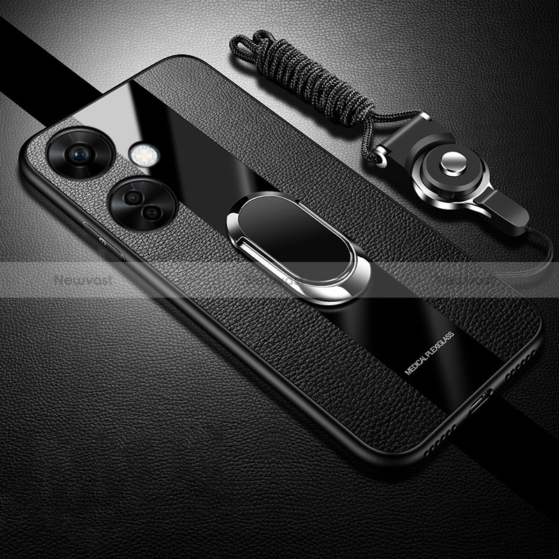 Ultra-thin Silicone Gel Soft Case Cover with Magnetic Finger Ring Stand S01 for OnePlus Nord CE 3 5G