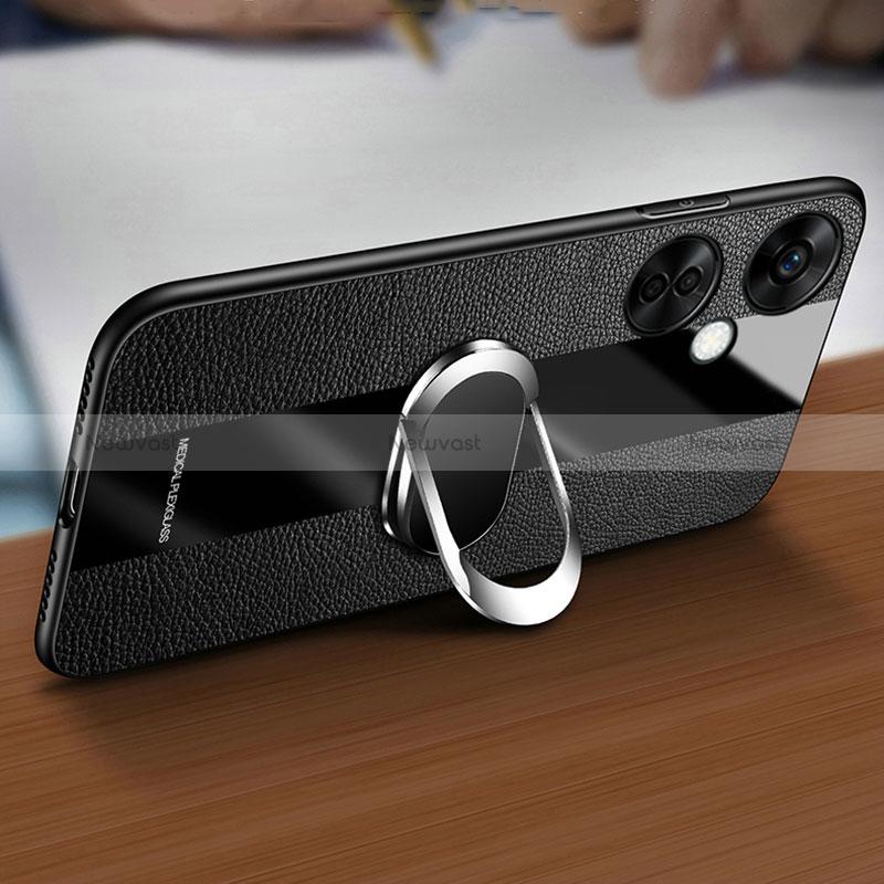 Ultra-thin Silicone Gel Soft Case Cover with Magnetic Finger Ring Stand S01 for OnePlus Nord CE 3 5G