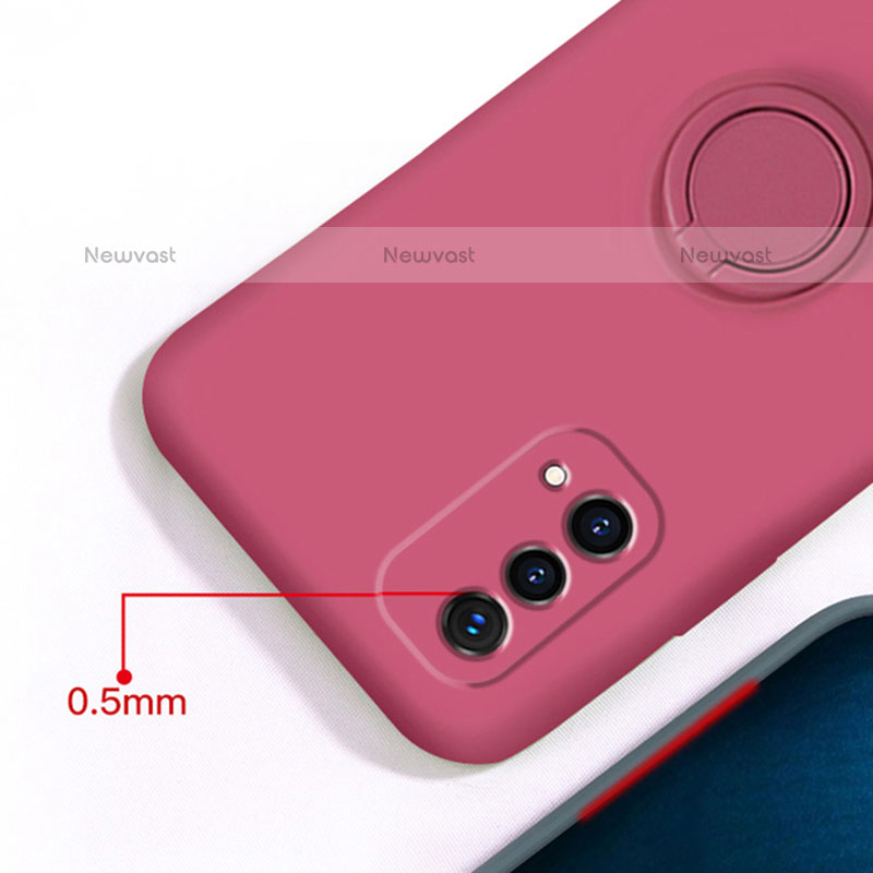Ultra-thin Silicone Gel Soft Case Cover with Magnetic Finger Ring Stand S01 for OnePlus Nord N200 5G
