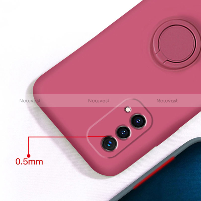 Ultra-thin Silicone Gel Soft Case Cover with Magnetic Finger Ring Stand S01 for Oppo A74 5G