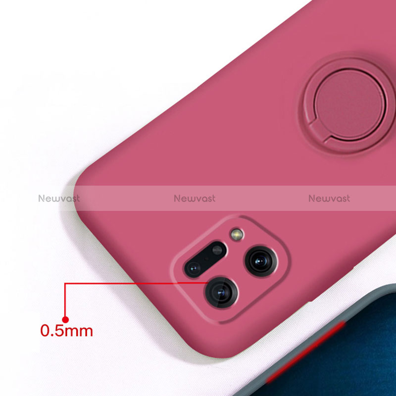 Ultra-thin Silicone Gel Soft Case Cover with Magnetic Finger Ring Stand S01 for Oppo Find X5 5G