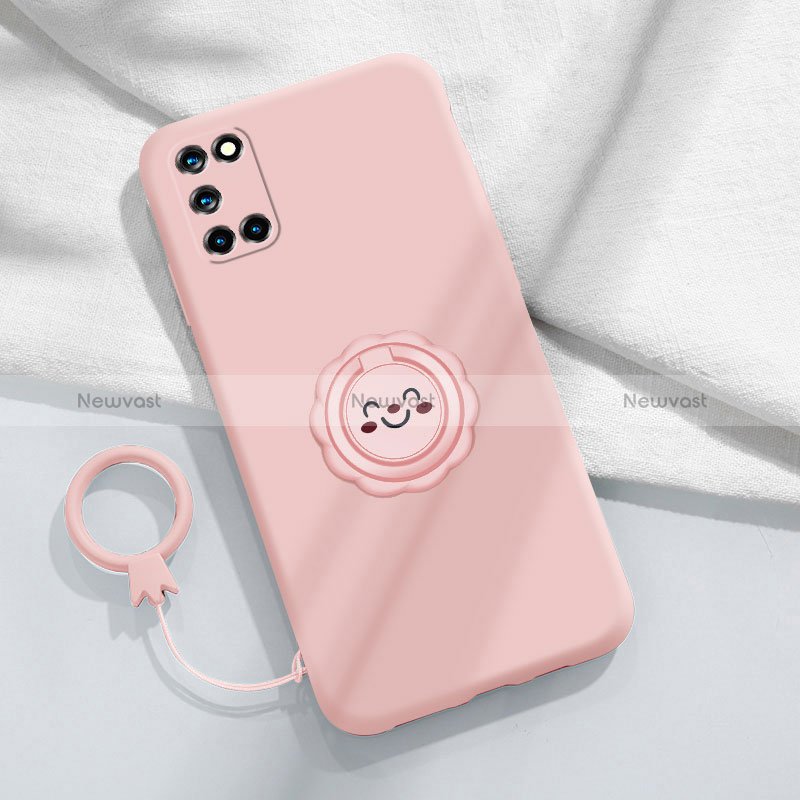 Ultra-thin Silicone Gel Soft Case Cover with Magnetic Finger Ring Stand S01 for Oppo Reno6 Pro 5G