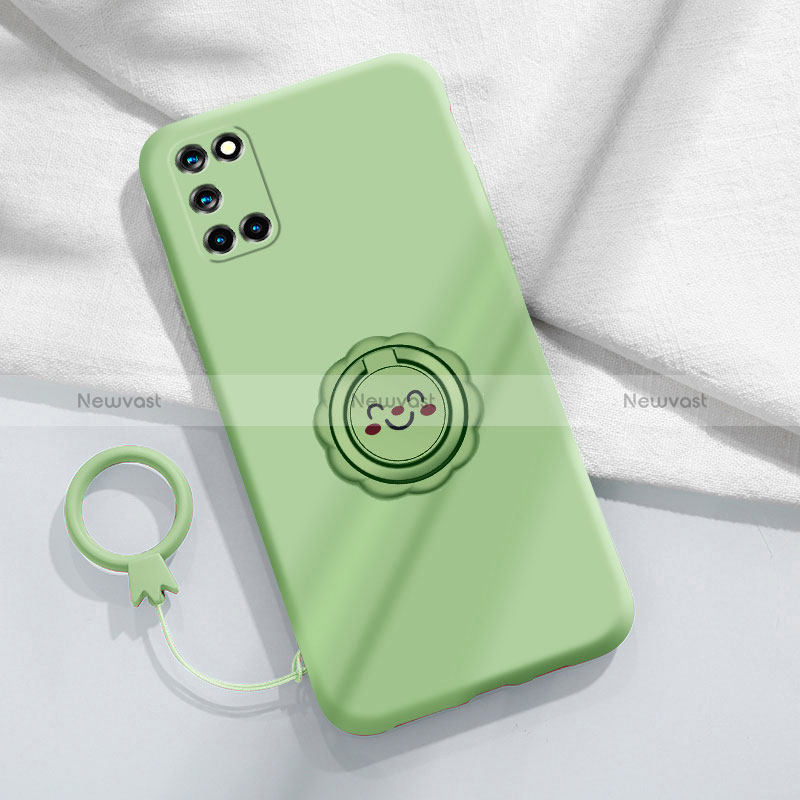 Ultra-thin Silicone Gel Soft Case Cover with Magnetic Finger Ring Stand S01 for Oppo Reno6 Pro 5G