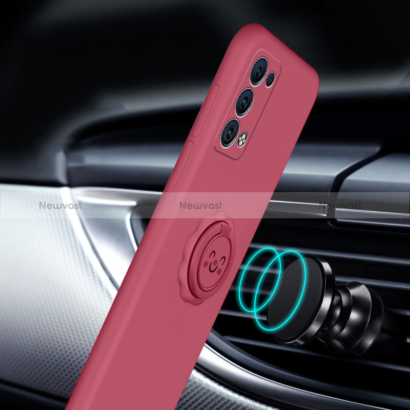 Ultra-thin Silicone Gel Soft Case Cover with Magnetic Finger Ring Stand S01 for Oppo Reno6 Pro+ Plus 5G