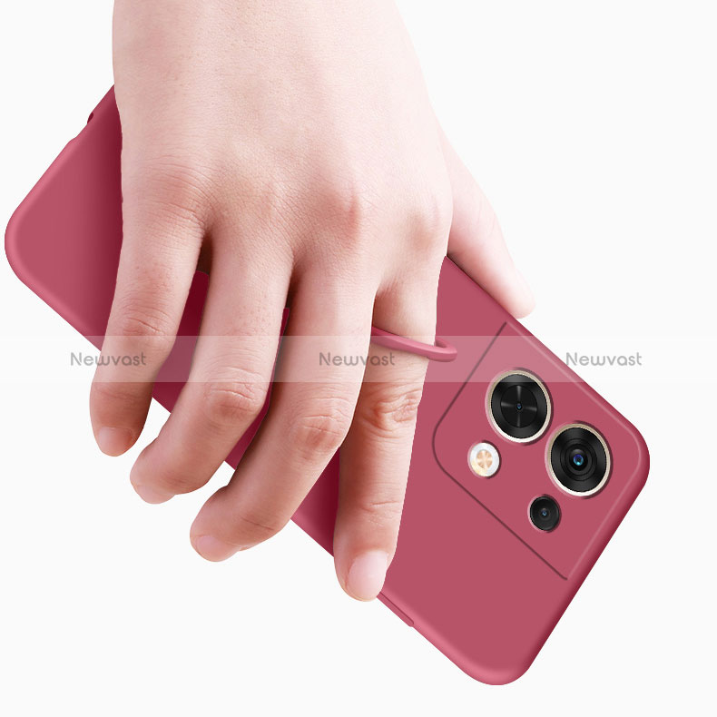 Ultra-thin Silicone Gel Soft Case Cover with Magnetic Finger Ring Stand S01 for Oppo Reno8 Pro 5G