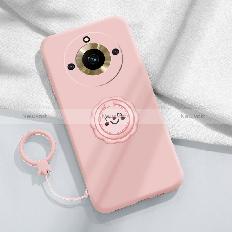Ultra-thin Silicone Gel Soft Case Cover with Magnetic Finger Ring Stand S01 for Realme 11 Pro+ Plus 5G