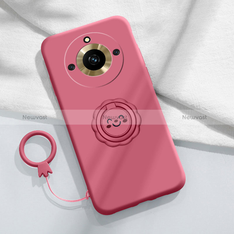 Ultra-thin Silicone Gel Soft Case Cover with Magnetic Finger Ring Stand S01 for Realme 11 Pro+ Plus 5G