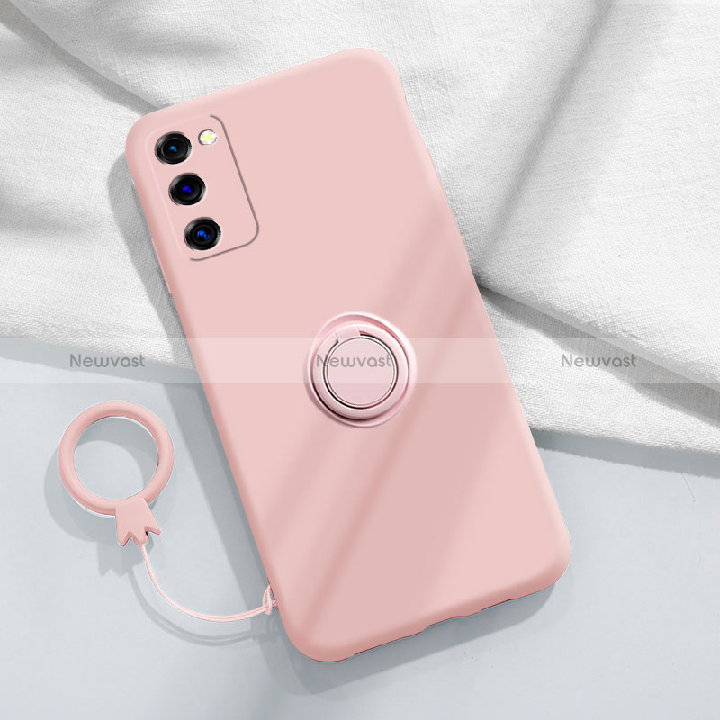 Ultra-thin Silicone Gel Soft Case Cover with Magnetic Finger Ring Stand S01 for Samsung Galaxy S20 FE (2022) 5G Pink
