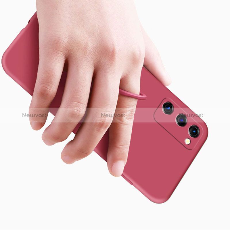 Ultra-thin Silicone Gel Soft Case Cover with Magnetic Finger Ring Stand S01 for Samsung Galaxy S20 FE 4G