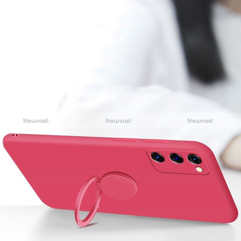 Ultra-thin Silicone Gel Soft Case Cover with Magnetic Finger Ring Stand S01 for Samsung Galaxy S20 Lite 5G