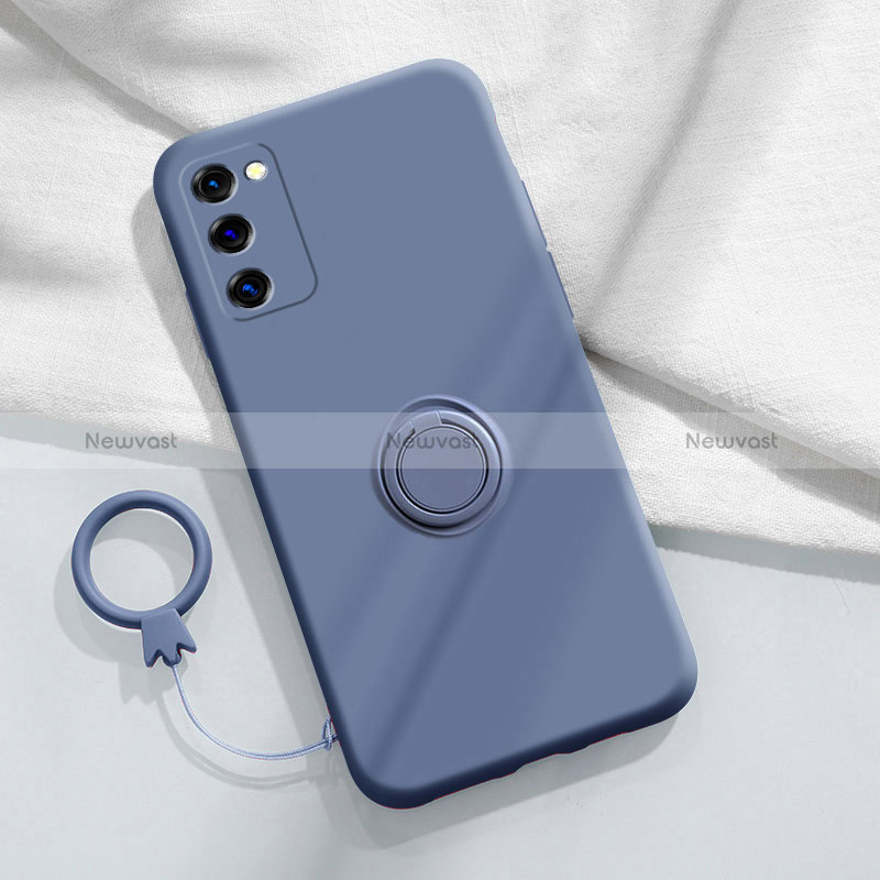 Ultra-thin Silicone Gel Soft Case Cover with Magnetic Finger Ring Stand S01 for Samsung Galaxy S20 Lite 5G Lavender Gray