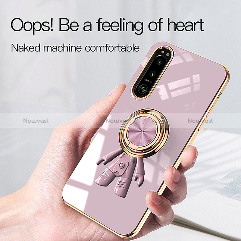 Ultra-thin Silicone Gel Soft Case Cover with Magnetic Finger Ring Stand S01 for Sony Xperia 10 V
