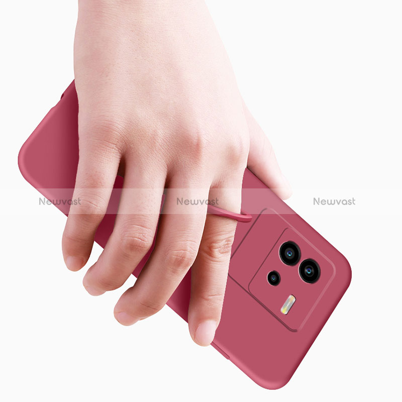 Ultra-thin Silicone Gel Soft Case Cover with Magnetic Finger Ring Stand S01 for Vivo iQOO Neo6 SE 5G