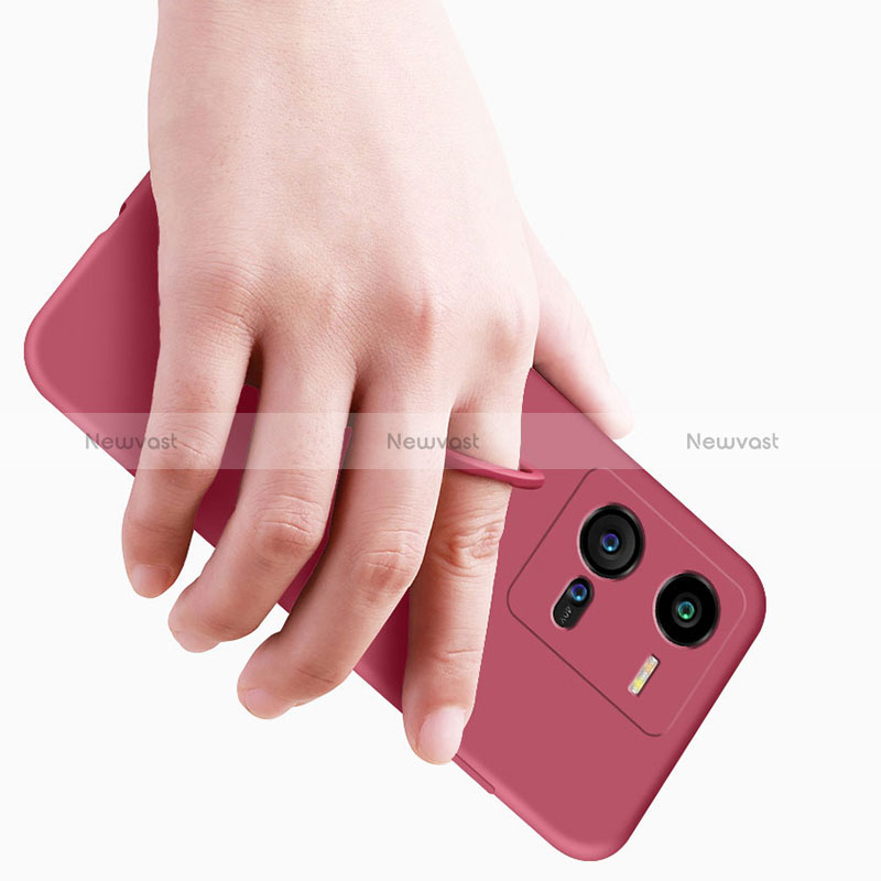 Ultra-thin Silicone Gel Soft Case Cover with Magnetic Finger Ring Stand S01 for Vivo V25 5G