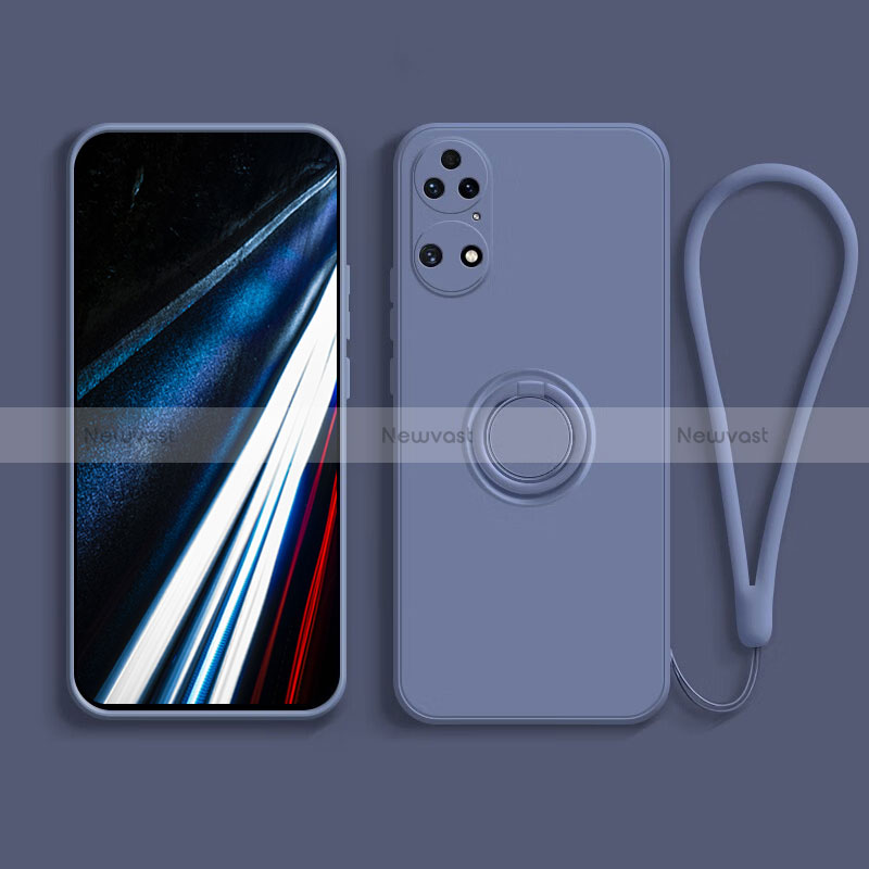 Ultra-thin Silicone Gel Soft Case Cover with Magnetic Finger Ring Stand S02 for Huawei P50 Pro