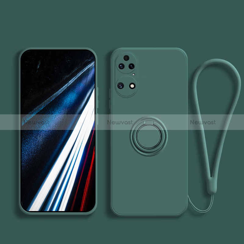 Ultra-thin Silicone Gel Soft Case Cover with Magnetic Finger Ring Stand S02 for Huawei P50 Pro