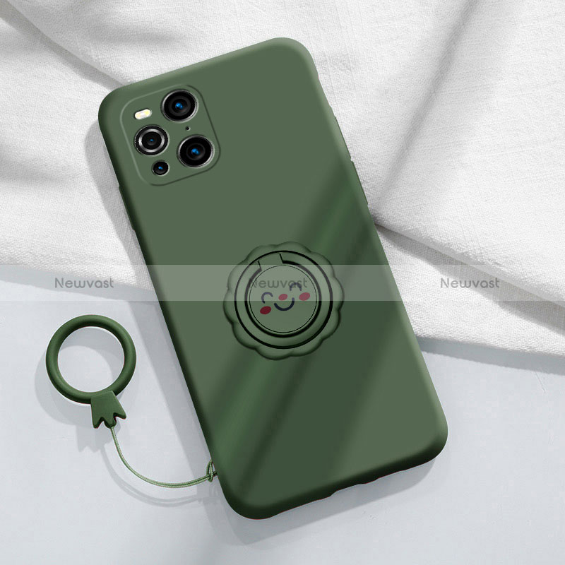 Ultra-thin Silicone Gel Soft Case Cover with Magnetic Finger Ring Stand S02 for Oppo Find X3 5G