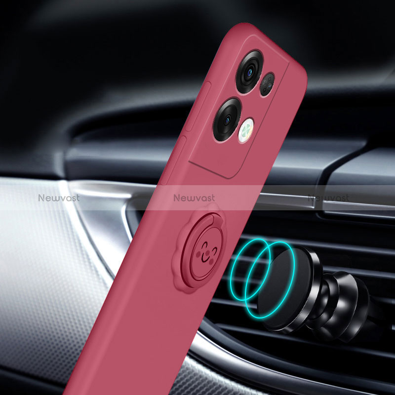 Ultra-thin Silicone Gel Soft Case Cover with Magnetic Finger Ring Stand S02 for Oppo Reno8 Pro+ Plus 5G