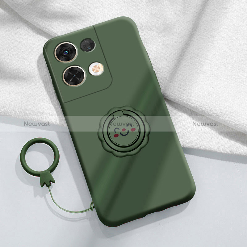 Ultra-thin Silicone Gel Soft Case Cover with Magnetic Finger Ring Stand S02 for Oppo Reno8 Pro+ Plus 5G