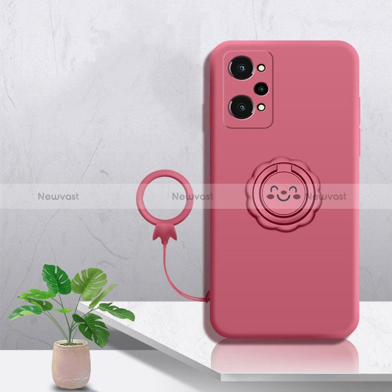 Ultra-thin Silicone Gel Soft Case Cover with Magnetic Finger Ring Stand S02 for Realme GT Neo 3T 5G