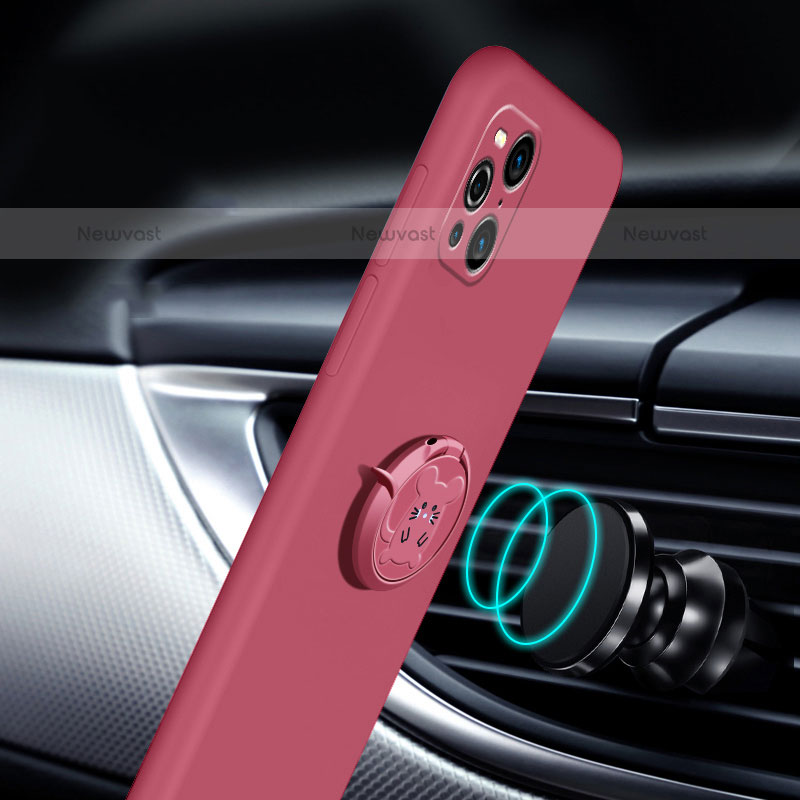 Ultra-thin Silicone Gel Soft Case Cover with Magnetic Finger Ring Stand S03 for Oppo Find X3 Pro 5G