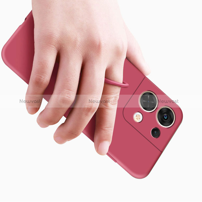 Ultra-thin Silicone Gel Soft Case Cover with Magnetic Finger Ring Stand S03 for Oppo Reno8 5G