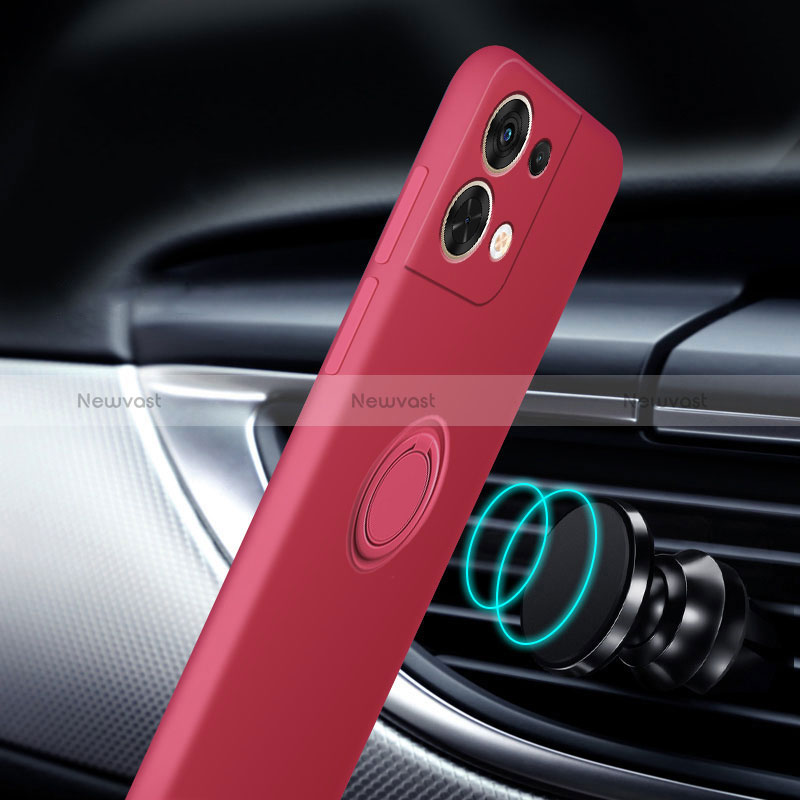 Ultra-thin Silicone Gel Soft Case Cover with Magnetic Finger Ring Stand S03 for Oppo Reno9 Pro+ Plus 5G