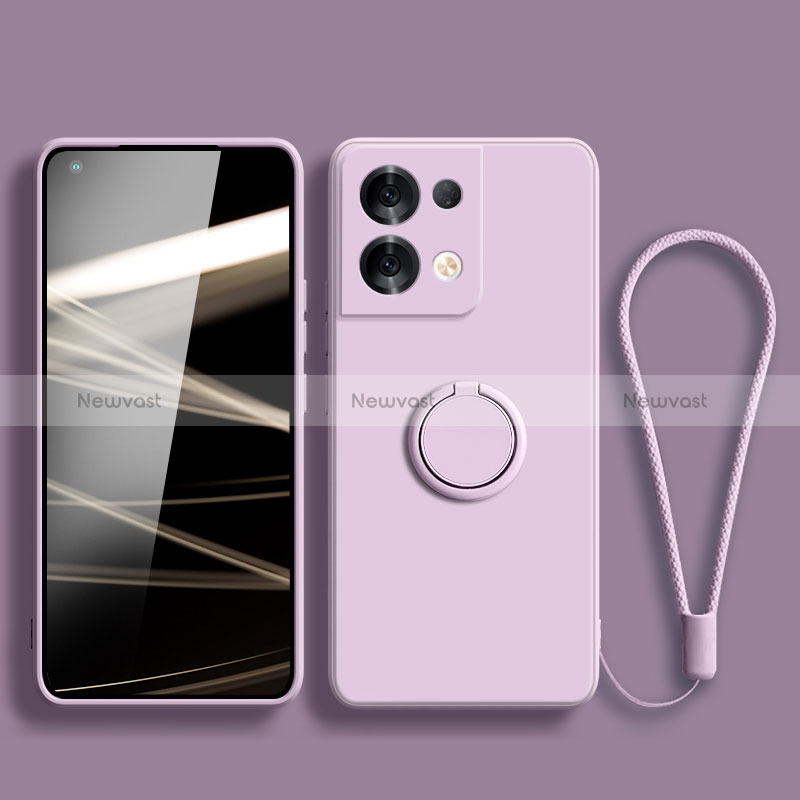 Ultra-thin Silicone Gel Soft Case Cover with Magnetic Finger Ring Stand S04 for Oppo Reno9 Pro+ Plus 5G