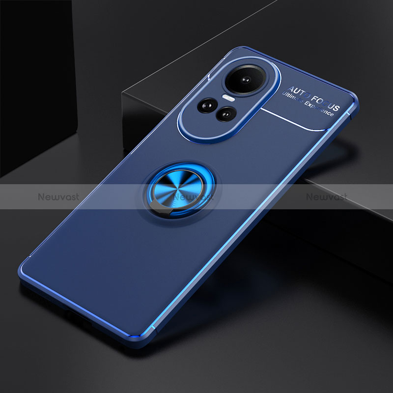 Ultra-thin Silicone Gel Soft Case Cover with Magnetic Finger Ring Stand SD1 for Oppo Reno10 5G