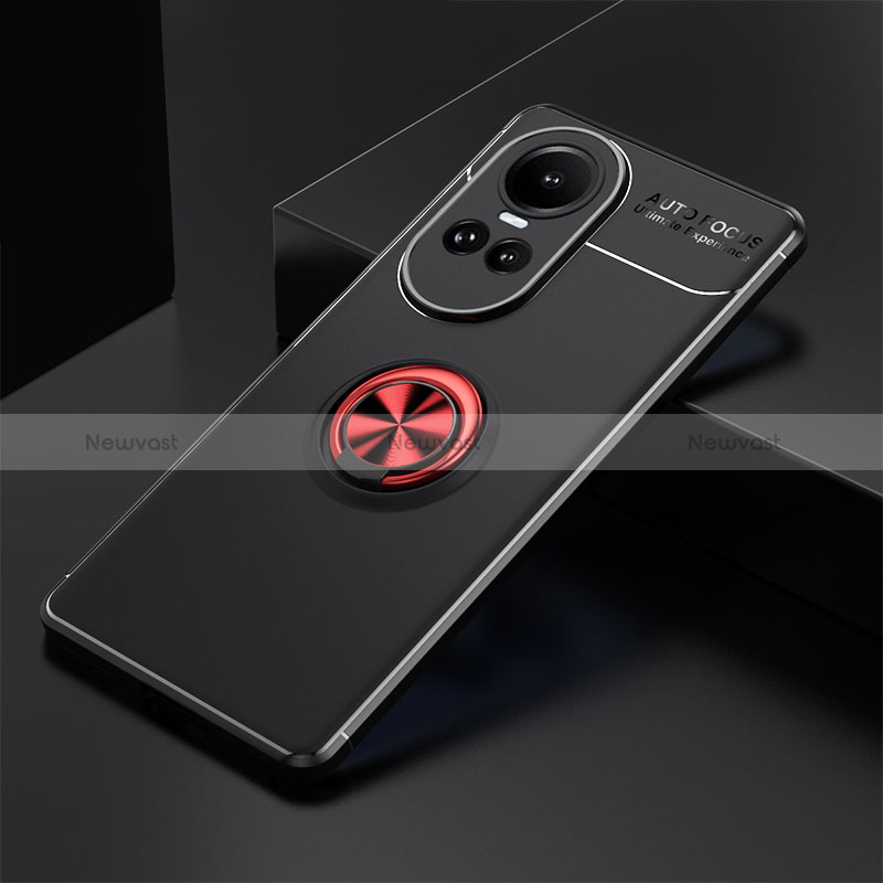 Ultra-thin Silicone Gel Soft Case Cover with Magnetic Finger Ring Stand SD1 for Oppo Reno10 Pro 5G