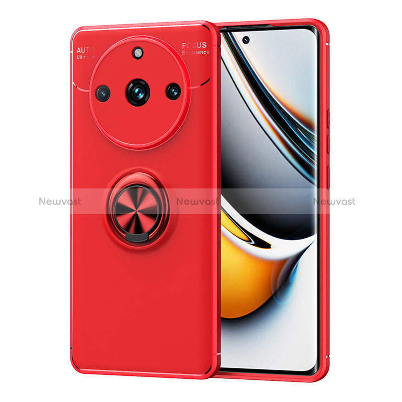 Ultra-thin Silicone Gel Soft Case Cover with Magnetic Finger Ring Stand SD1 for Realme 11 Pro 5G