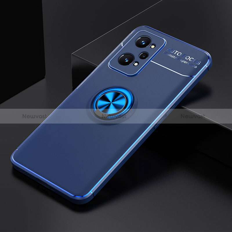 Ultra-thin Silicone Gel Soft Case Cover with Magnetic Finger Ring Stand SD1 for Realme GT Neo 3T 5G Blue