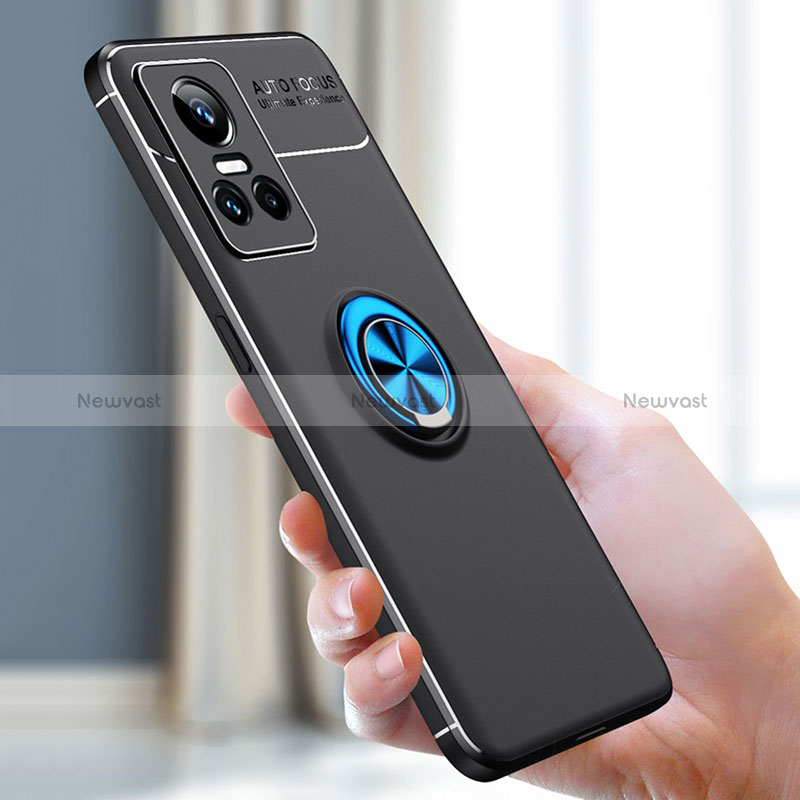 Ultra-thin Silicone Gel Soft Case Cover with Magnetic Finger Ring Stand SD1 for Realme GT Neo3 5G