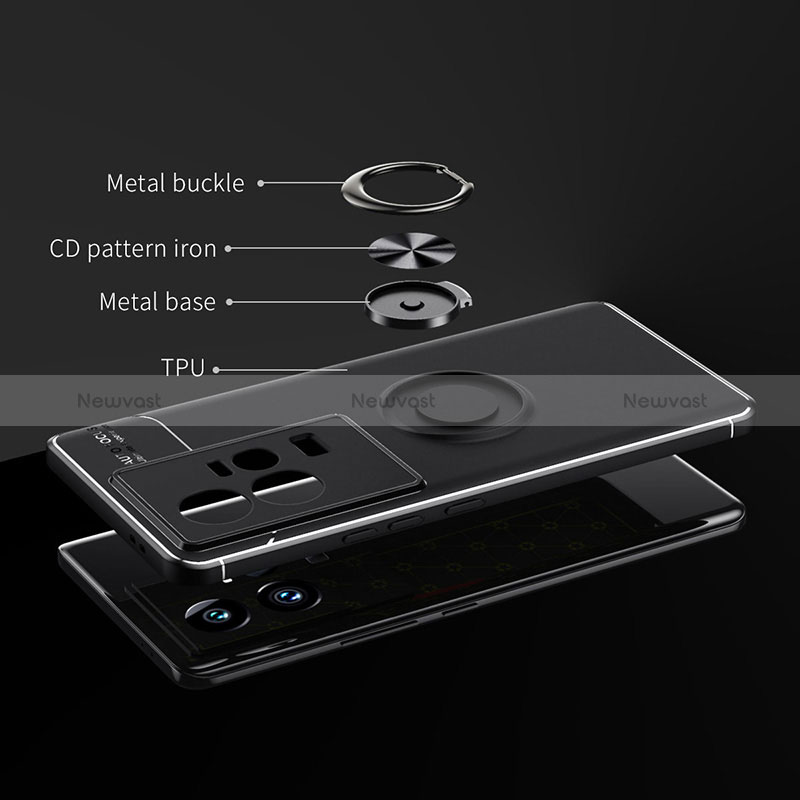 Ultra-thin Silicone Gel Soft Case Cover with Magnetic Finger Ring Stand SD1 for Vivo iQOO 11 5G