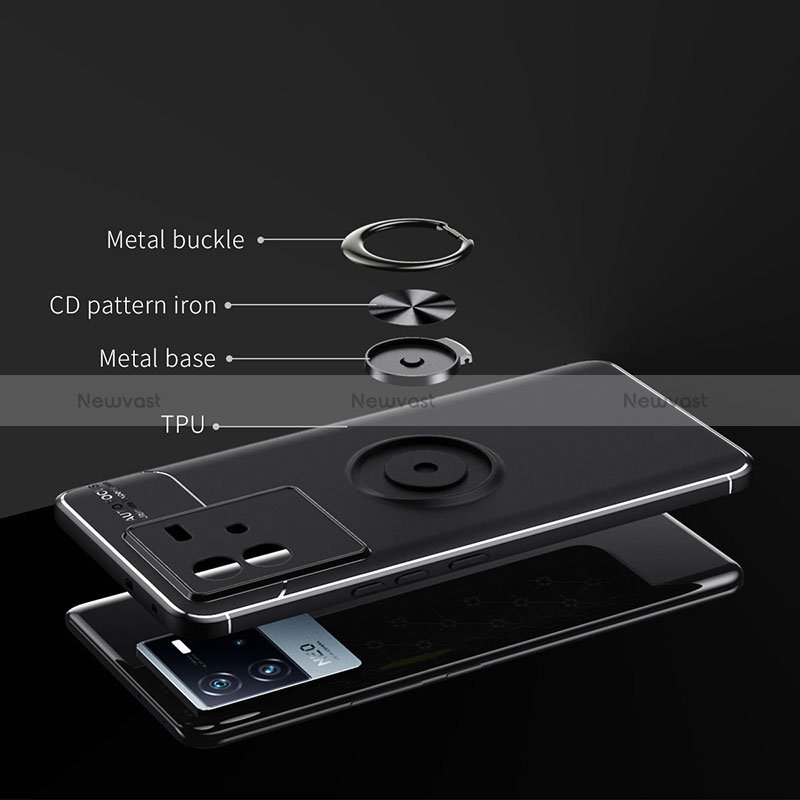 Ultra-thin Silicone Gel Soft Case Cover with Magnetic Finger Ring Stand SD1 for Vivo iQOO Neo6 SE 5G