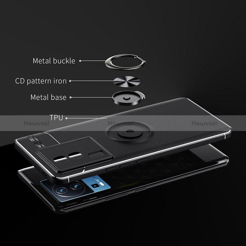 Ultra-thin Silicone Gel Soft Case Cover with Magnetic Finger Ring Stand SD1 for Vivo iQOO Neo7 5G