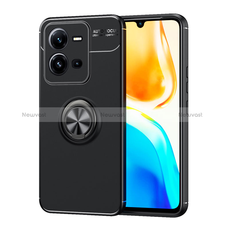Ultra-thin Silicone Gel Soft Case Cover with Magnetic Finger Ring Stand SD1 for Vivo X80 Lite 5G