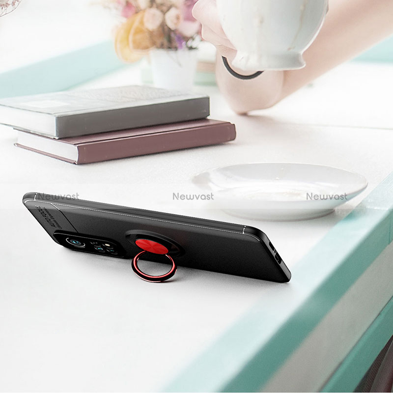 Ultra-thin Silicone Gel Soft Case Cover with Magnetic Finger Ring Stand SD1 for Xiaomi Mi 10T 5G