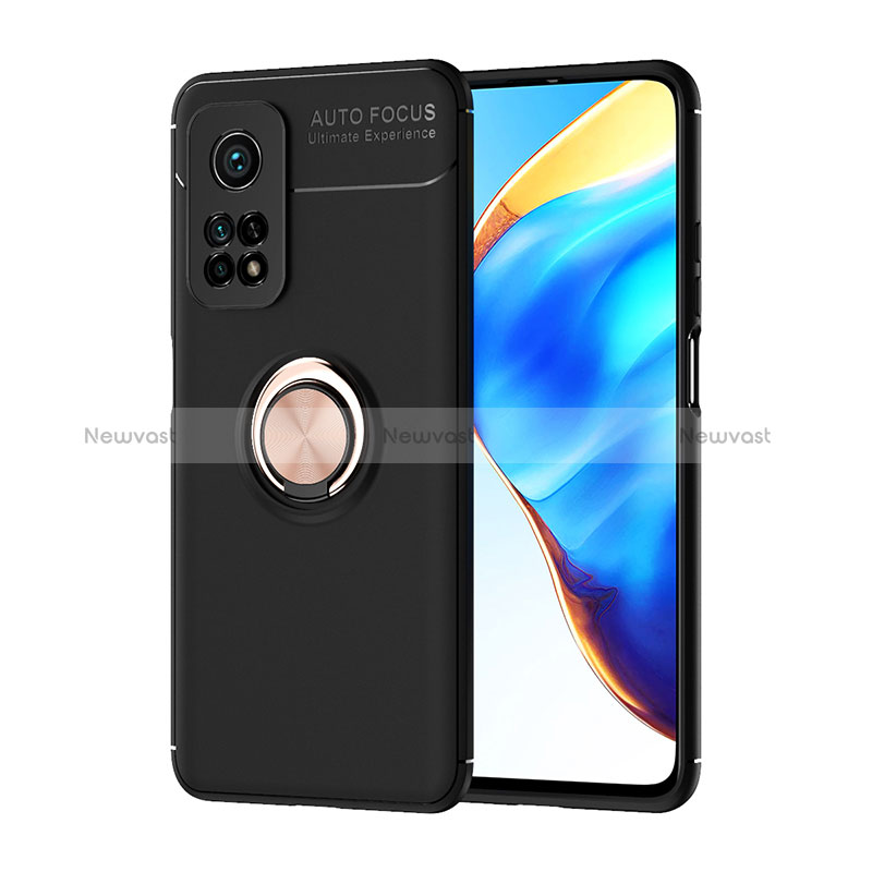 Ultra-thin Silicone Gel Soft Case Cover with Magnetic Finger Ring Stand SD1 for Xiaomi Mi 10T Pro 5G