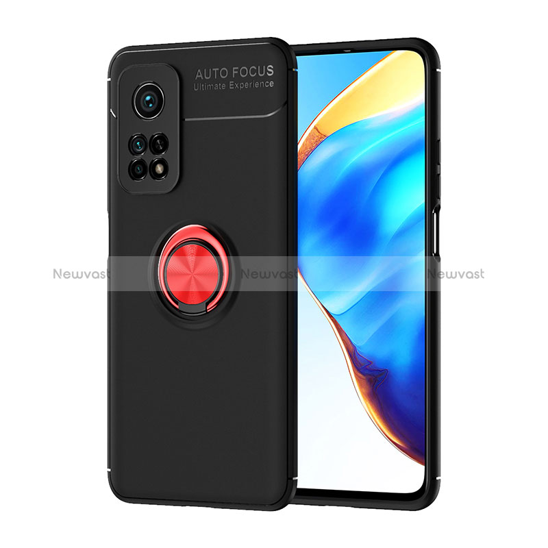 Ultra-thin Silicone Gel Soft Case Cover with Magnetic Finger Ring Stand SD1 for Xiaomi Mi 10T Pro 5G