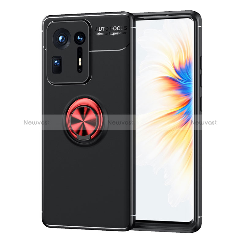 Ultra-thin Silicone Gel Soft Case Cover with Magnetic Finger Ring Stand SD1 for Xiaomi Mi Mix 4 5G Red and Black