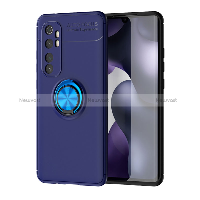 Ultra-thin Silicone Gel Soft Case Cover with Magnetic Finger Ring Stand SD1 for Xiaomi Mi Note 10 Lite