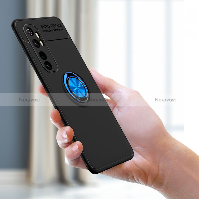 Ultra-thin Silicone Gel Soft Case Cover with Magnetic Finger Ring Stand SD1 for Xiaomi Mi Note 10 Lite