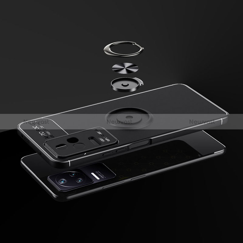 Ultra-thin Silicone Gel Soft Case Cover with Magnetic Finger Ring Stand SD1 for Xiaomi Poco F4 5G